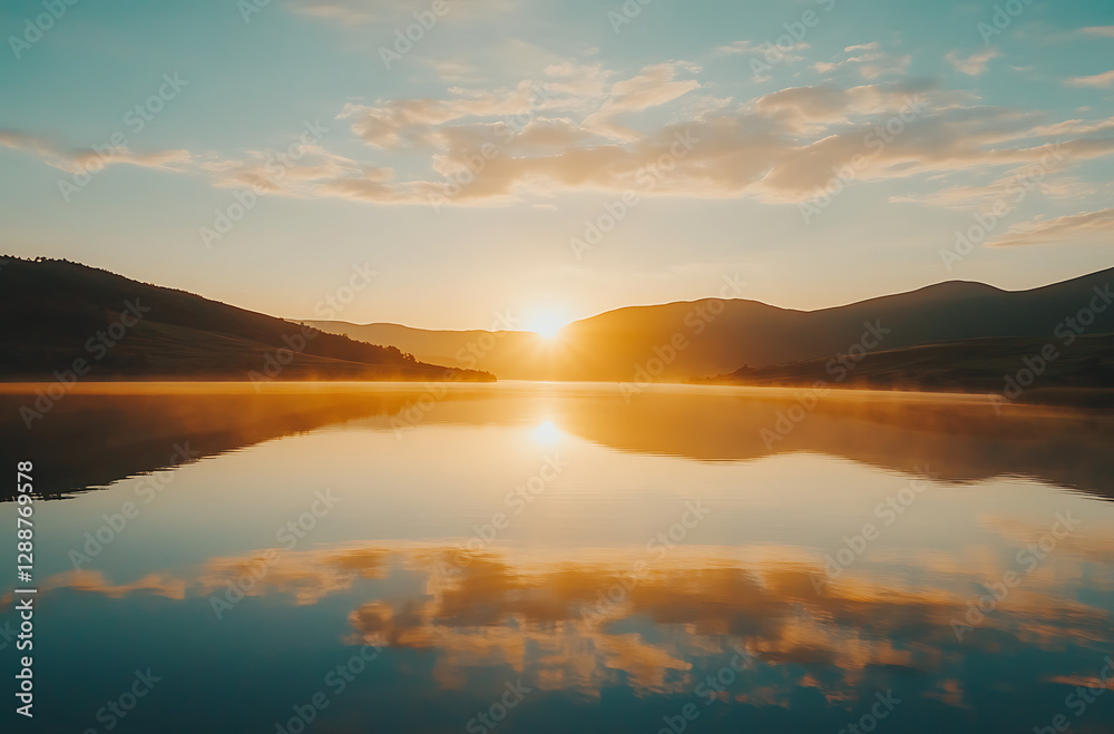 Fototapeta premium Beautiful sunset sky over ocean with colorful sky. Vector nature background