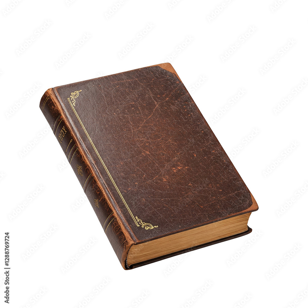 Old Worn Leather-Bound Book on White Background Old Worn Leather-Bound Book on White Background