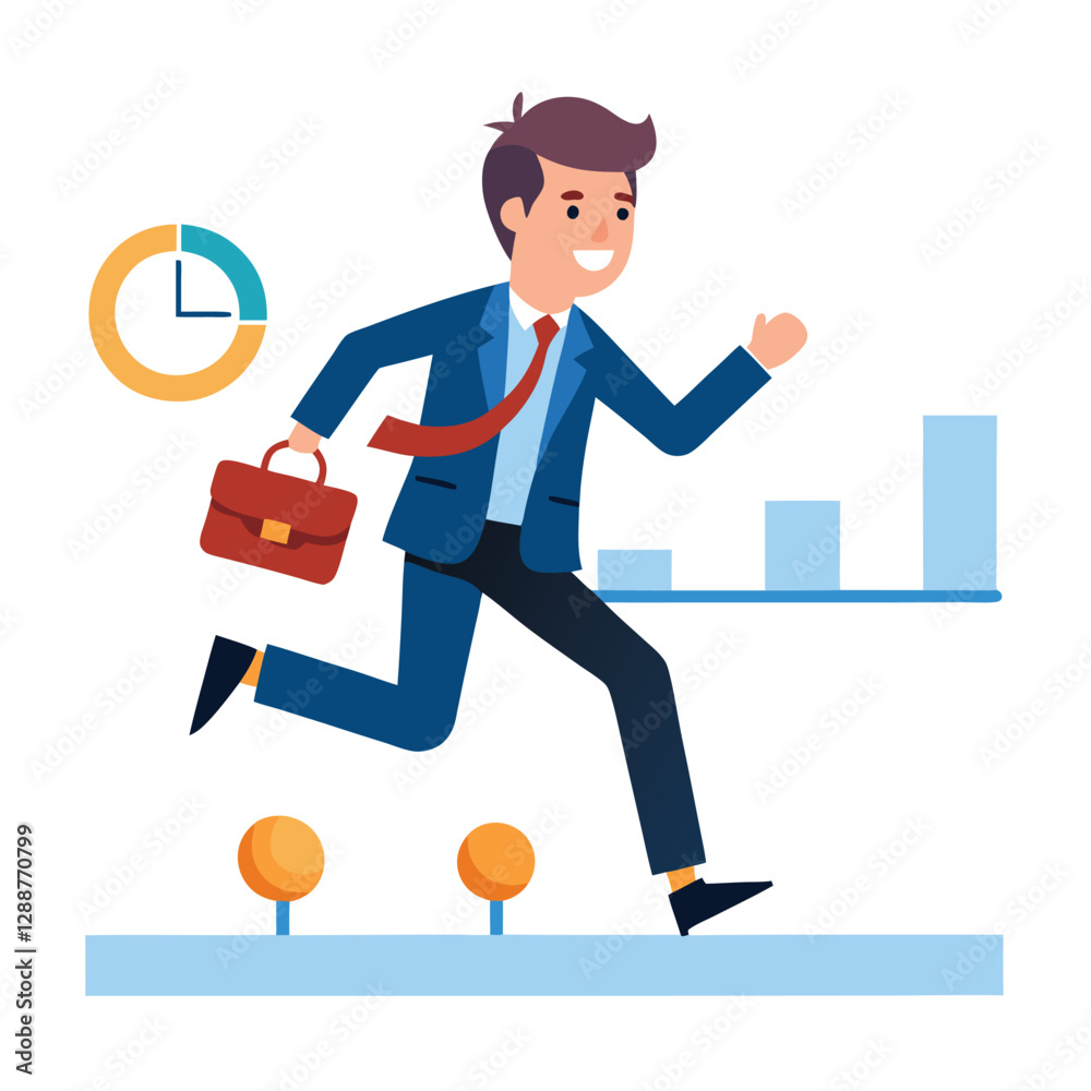 businessman running on project timeline project vector image businessman running on project timeline project vector image