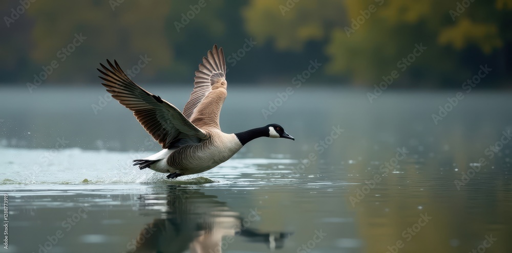 Geese glide across the river's surface, wings slightly dipped , animal photography, motion, elegant Geese glide across the river's surface, wings slightly dipped , animal photography, motion, elegant