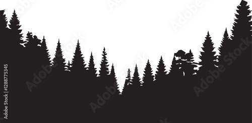 Tree and forest silhouettes - Vector illustration collection of trees and wilderness objects to create your own nature scene.