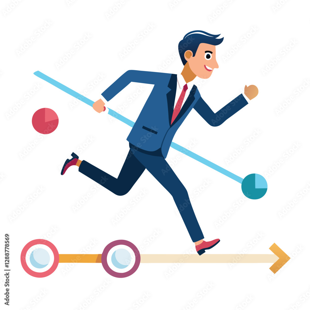 businessman running on project timeline project on white background
businessman running on project timeline project on white background