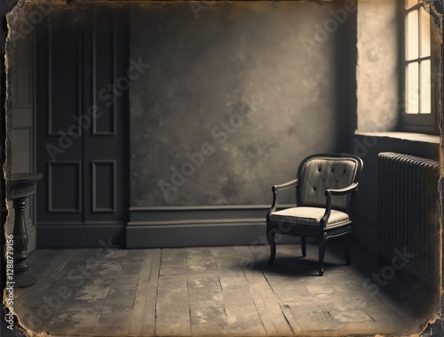 Wallpaper Mural Vintage photo of elegant chair sitting in corner of empty room Torontodigital.ca