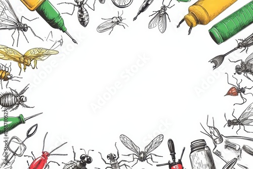 Insects and Pest Control Products Circular Frame for Design Use