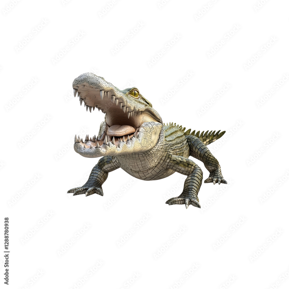 Fototapeta premium Realistic 3D Dinosaur Model with Open Mouth and Textured Scales