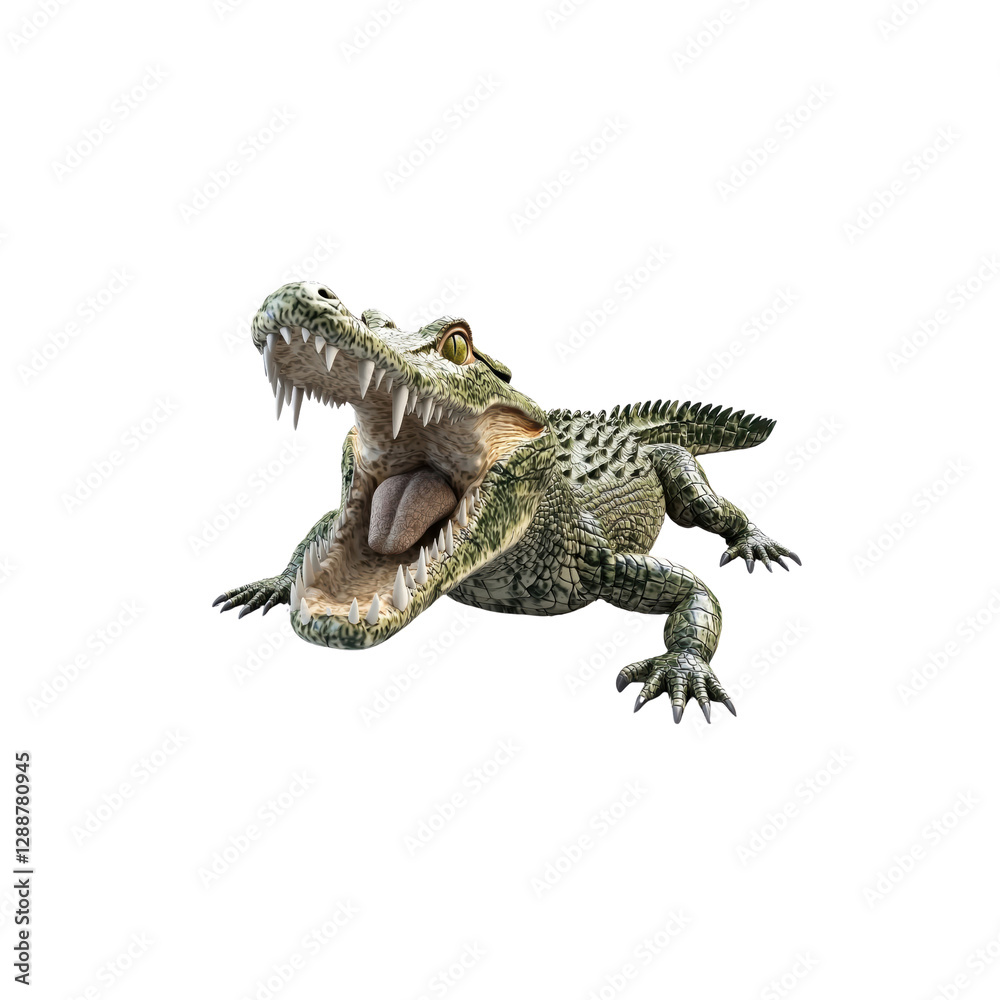 Fototapeta premium Realistic 3D Rendering of an Alligator with Open Mouth and Sharp Teeth