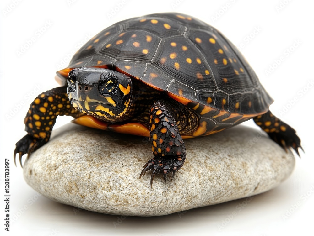Obraz premium Turtle Resting on a Stone A Close-Up of Wildlife in Natural Habitat
