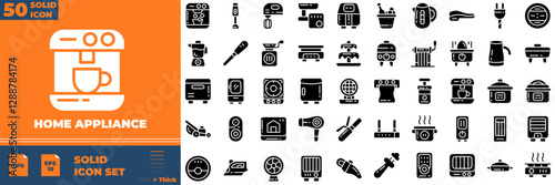 Home Appliance Solid Editable Icons set. Vector illustration in modern thin solid style of home appliance icons: home, appliance, kitchen, etc