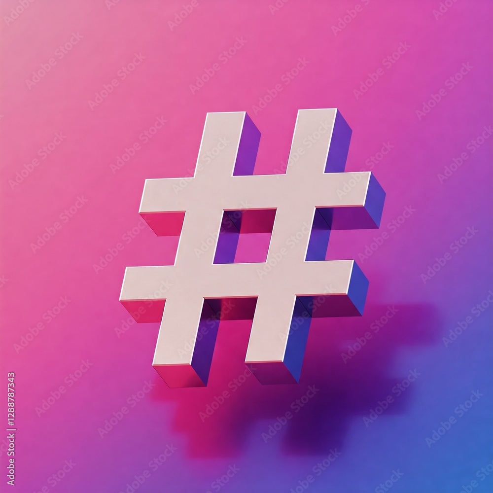 Fototapeta premium Futuristic 3D Hashtag: Symbol.