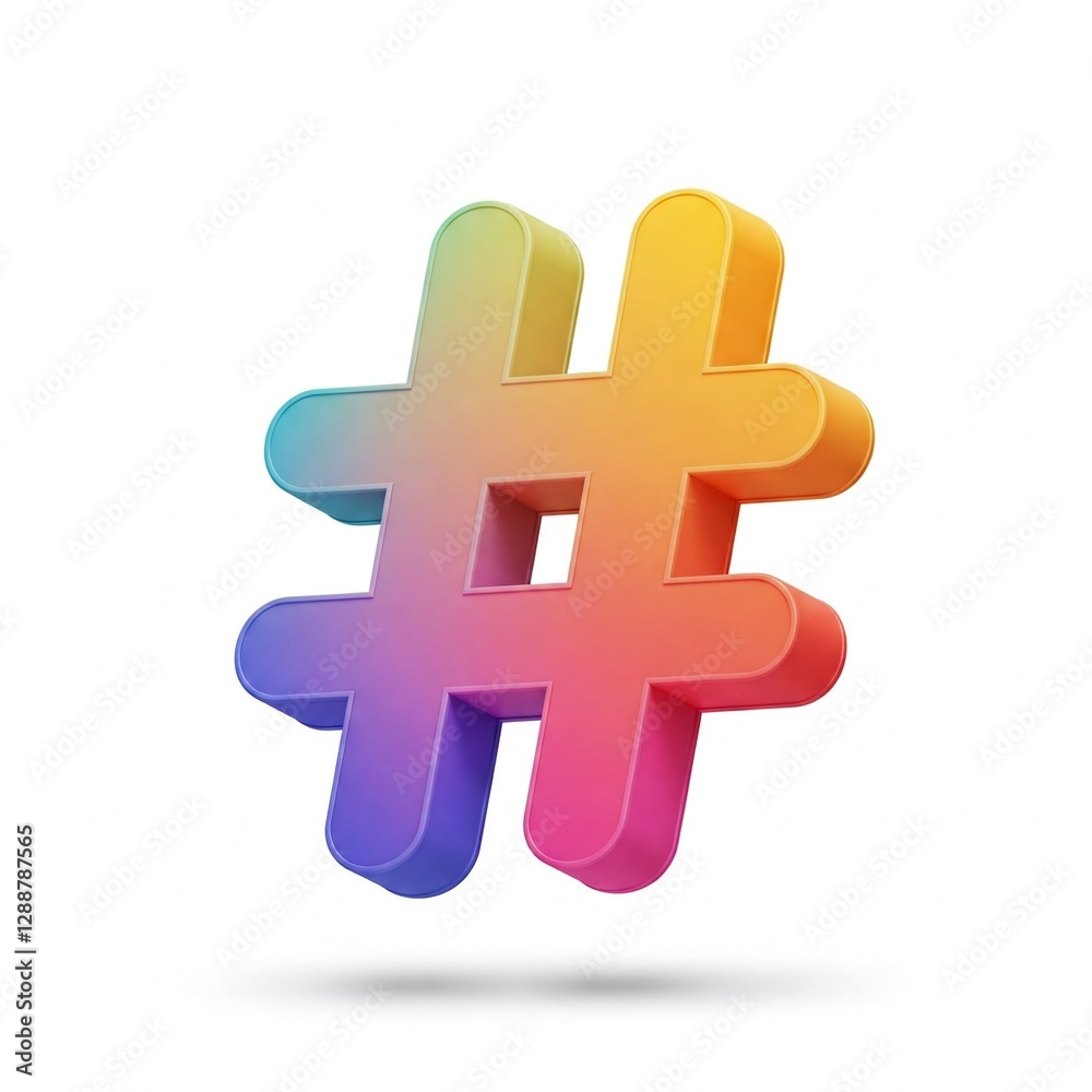 Fototapeta premium Futuristic 3D Hashtag: Symbol.