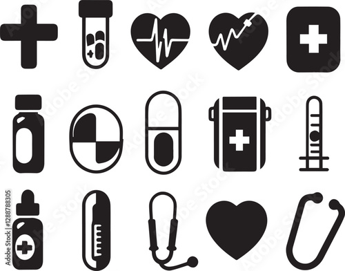 Medical icons set. Healthcare and medicine. Medical Insurance.
