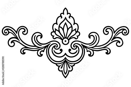 Classic Baroque Line Art Ornament for Royal Event Design - SVG