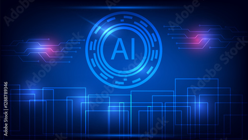 Futuristic Circuit Board Design Vector Abstract mesh line, Blue Abstract Tech Background Communication Network