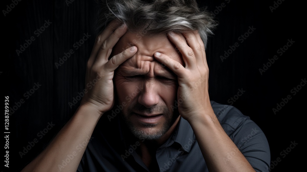 A man with head pain A man with head pain