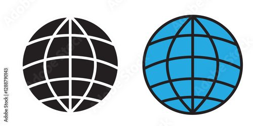 World globe icons set. Earth globe sign. Round and flatten planet symbol. Graphic elements. Vector.