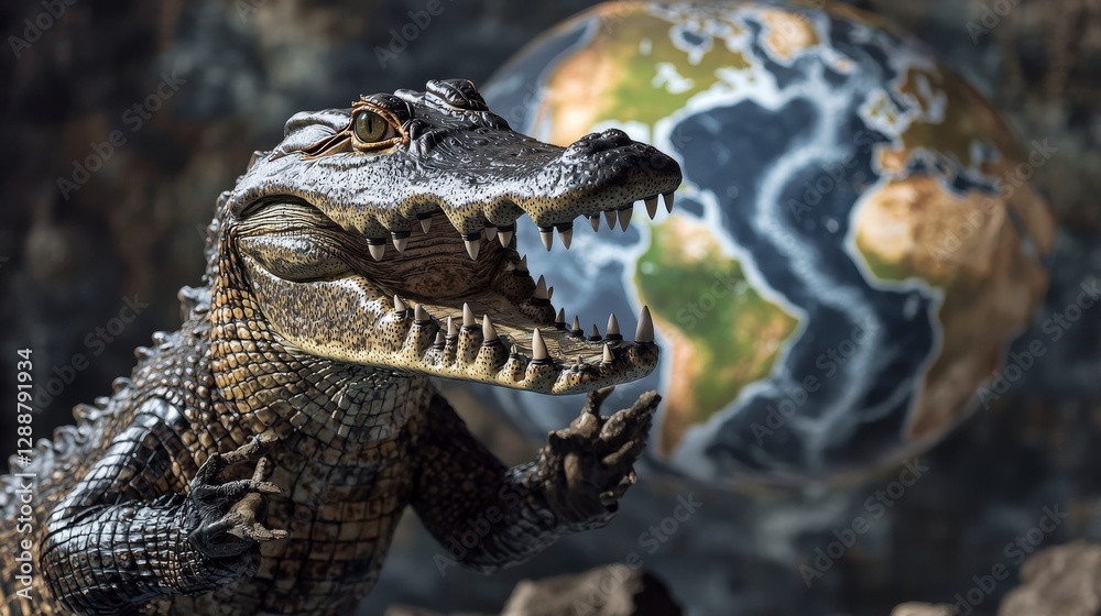 Obraz premium Exploring climate change effects on wildlife a crocodile expert's insights on conservation and global awareness