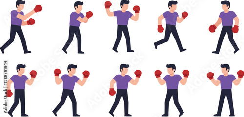 Animated sequence of a boxer preparing to throw punches in a dynamic manner