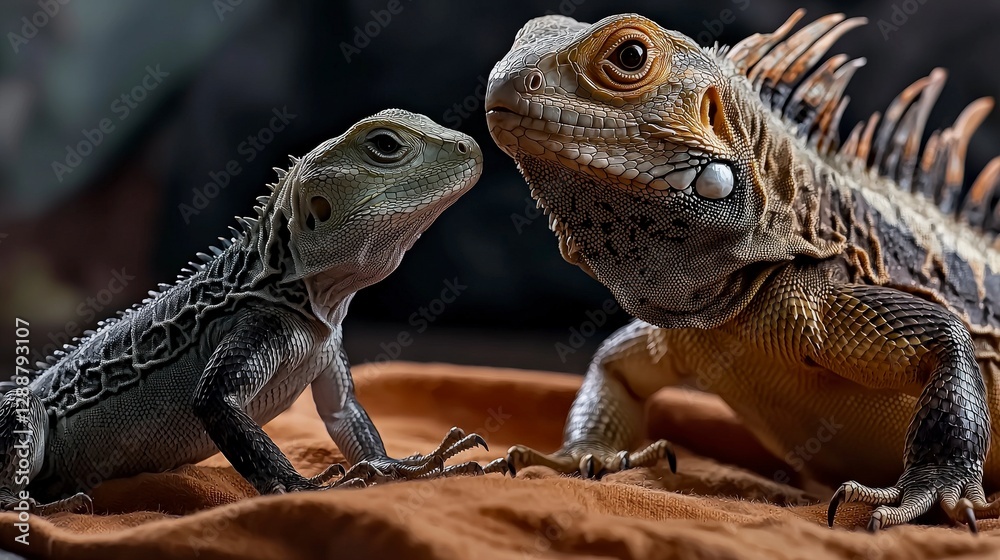 Obraz premium Intimate therapy sessions with lizard psychologist jungle animal portraits up close
