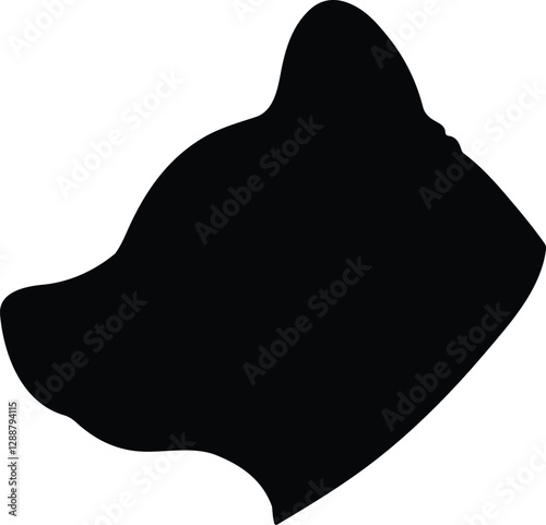 Simple and cute silhouette illustration of Shiba Inu in side view