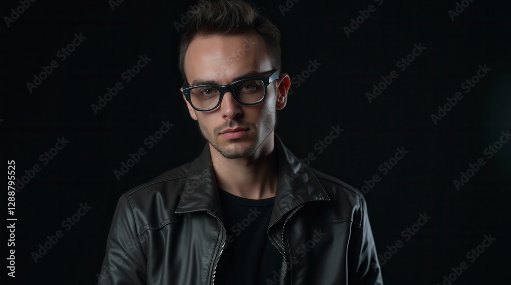 Fototapeta premium Confident young adult portrait in dark studio