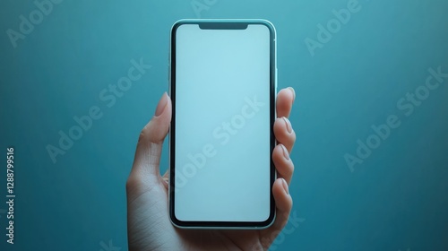 Hand holding blank smartphone display