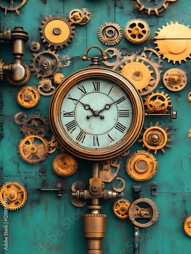 Steampunk Clock Gears Vintage Wall Art Decor