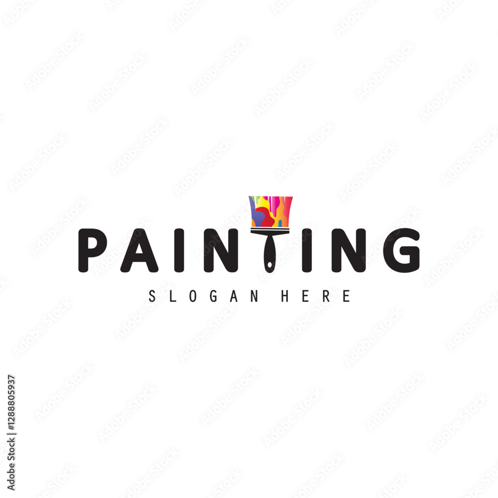 Fototapeta premium Painting logo, Property & Homes business logo design, paint brush logo template