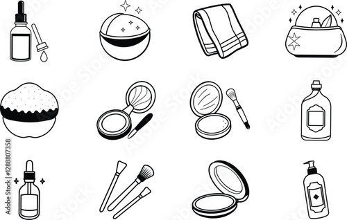 Beauty Skincare Routine Icons Makeup, Tools, and Products
