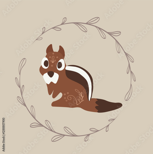 Wallpaper Mural Sitting chipmunk, squirrel, simple illustration for children. Wild animal. Forest animal. 
 Torontodigital.ca
