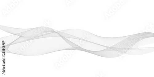 Abstract grey wavy lines on transparent background. Digital frequency track equalizer. Abstract frequency sound wave lines and twisted curve lines background. Abstract business wave curve lines. 