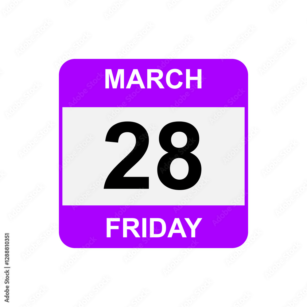 28 March , Friday .Date template. Useful design for calendar or event promotion. Vector illustration EPS 10 file
28 March , Friday .Date template. Useful design for calendar or event promotion. Vector illustration EPS 10 file