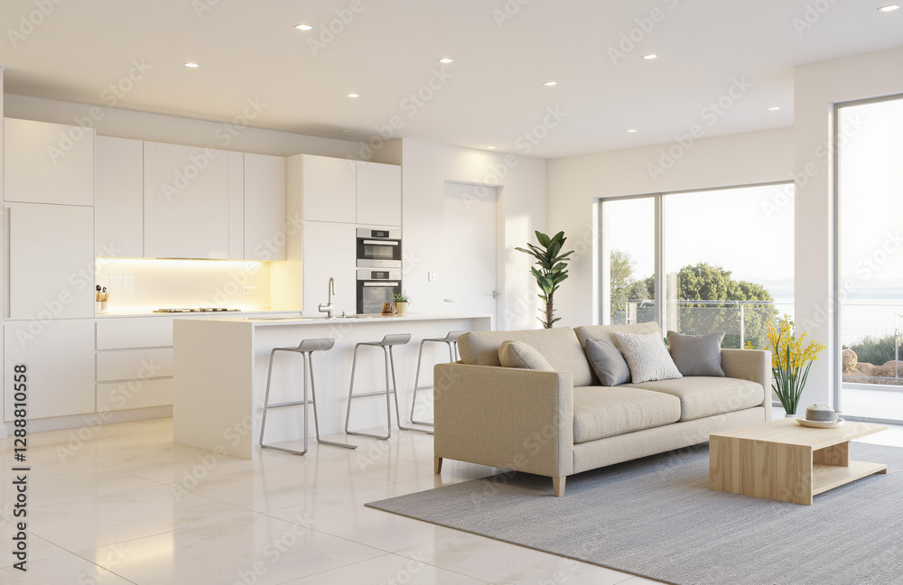 Fototapeta premium Modern open plan living and kitchen space