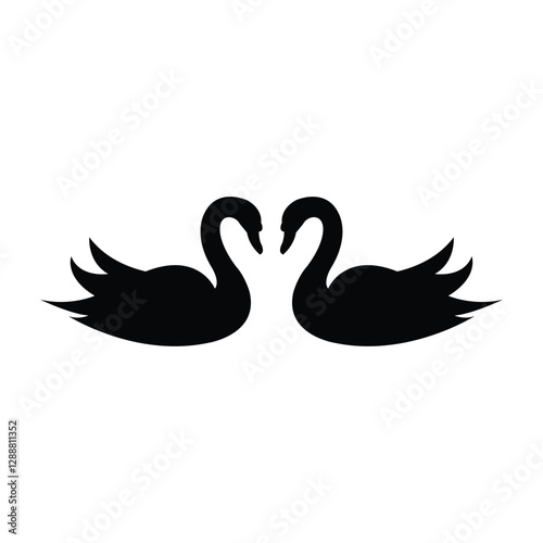 black swan silhouette vector flat illustration design on white background
