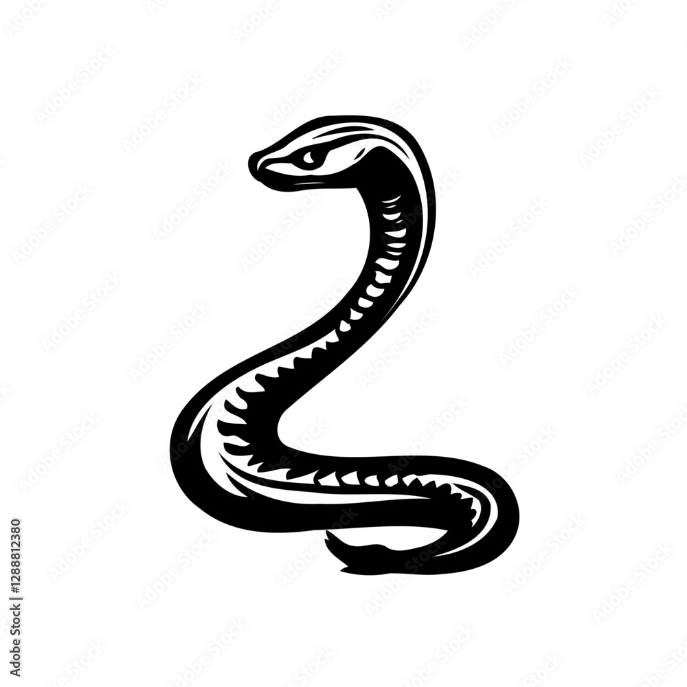Monochrome Serpent Silhouette Symbol Illustration Monochrome Serpent Silhouette Symbol Illustration