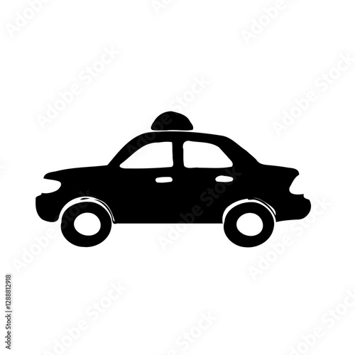 Simple Line Art of Police Car Illustration