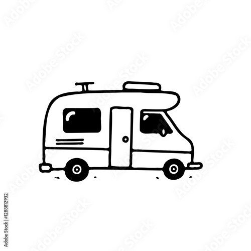Simple Caravan Illustration, Camping and Travel