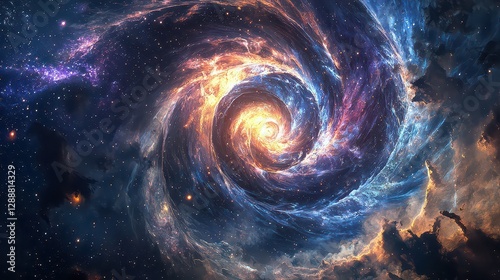 A celestial spiral of stars forms in Earths sky, a cosmic dance of light and shadow