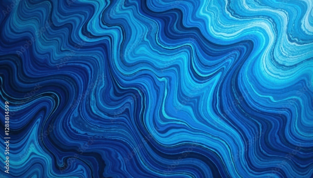 Fototapeta premium Abstract blue ebru pattern, swirling marble texture, ripple, graphic