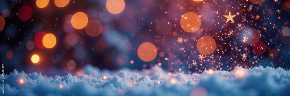 Glimmering snowflakes descend on a festive backdrop , shine, beautiful Glimmering snowflakes descend on a festive backdrop , shine, beautiful