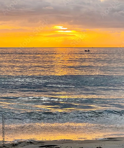 sunset over the sea with beautiful light.