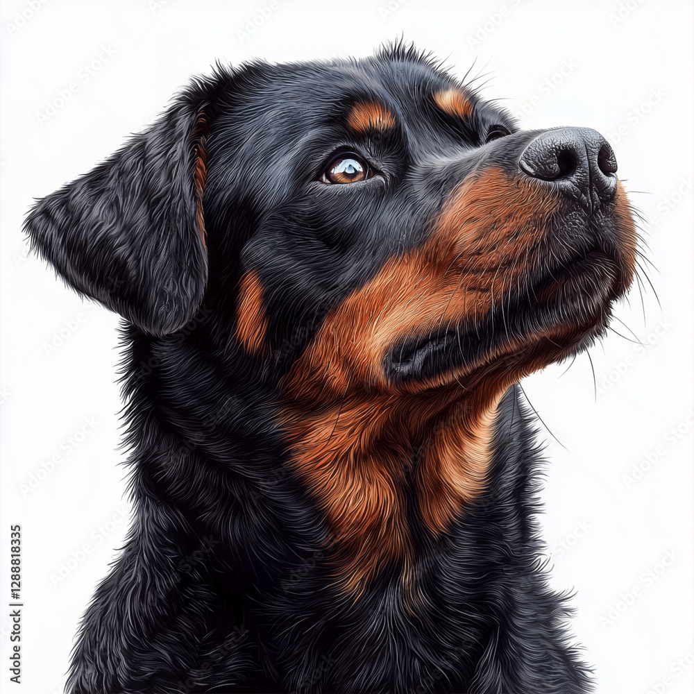 Portrait of a Rottweiler Isolated on White Background Portrait of a Rottweiler Isolated on White Background