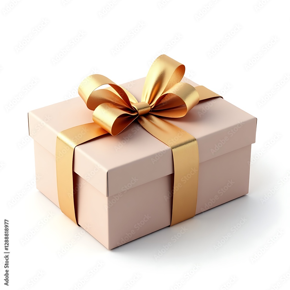 Obraz premium 3D gift box with bow and ribbons. 