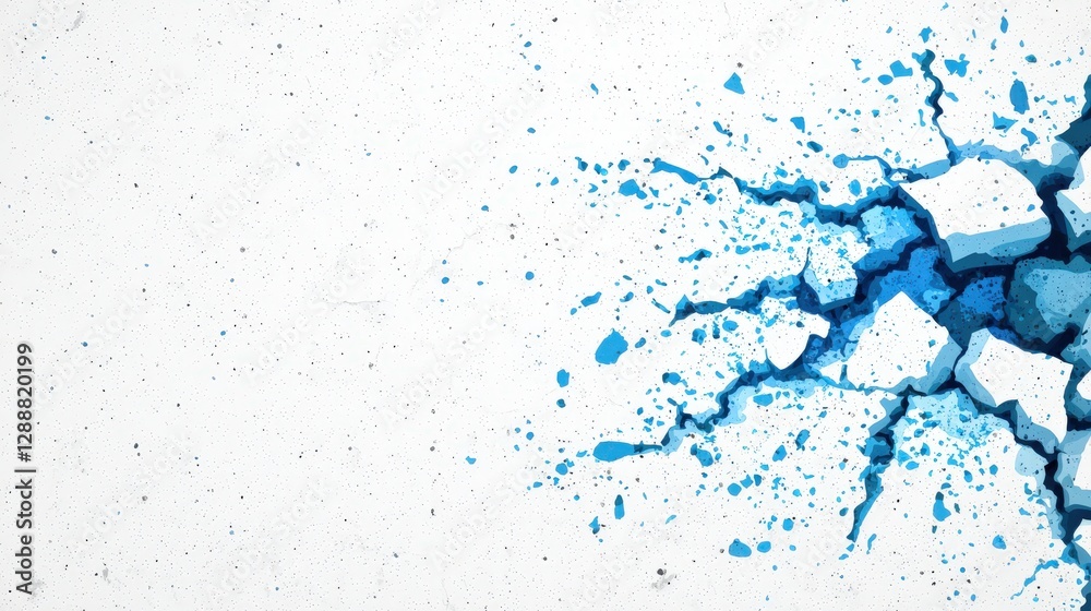 Abstract Blue Cracked Texture with Splashing Paint on White Background Abstract Blue Cracked Texture with Splashing Paint on White Background