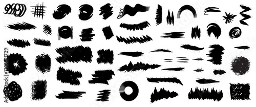 Wallpaper Mural Set of black brush line chalk elements. Vector illustration Torontodigital.ca