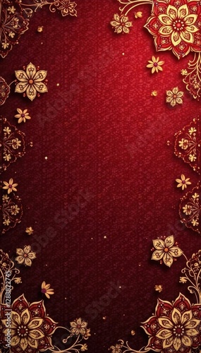 Luxurious maroon & gold paisley Diwali pattern, intricate details, maroon, graphic