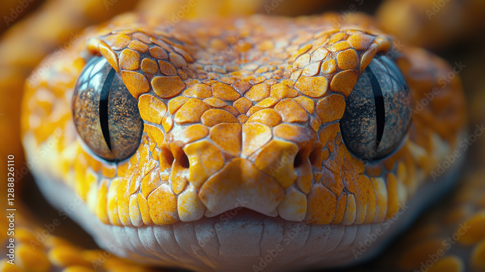 Fototapeta premium Snake Eyes, An extreme close-up of a snake's eyes, highlighting the detail and intensity.