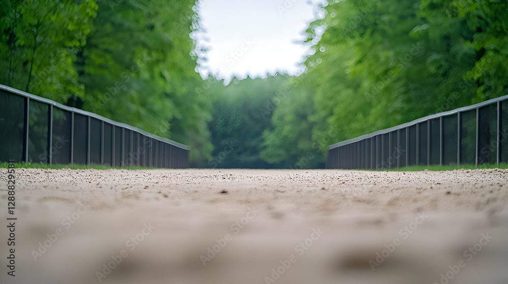 Sand Path Between Green Trees and Fences