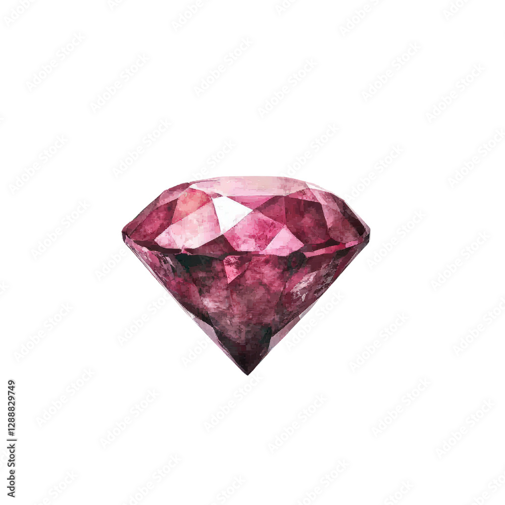 Pink diamond gemstone resting on a smooth black background with soft lighting and reflections isolated on transparent background.. Pink diamond gemstone resting on a smooth black background with soft lighting and reflections isolated on transparent background..