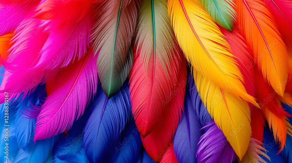Obraz premium Multi colored feathers,Closeup feather ,background texture, abstract