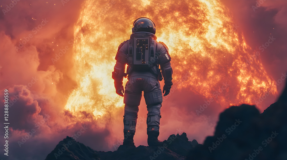 A helmeted firefighter, like a soldier in combat, battles a blaze with specialized protection A helmeted firefighter, like a soldier in combat, battles a blaze with specialized protection